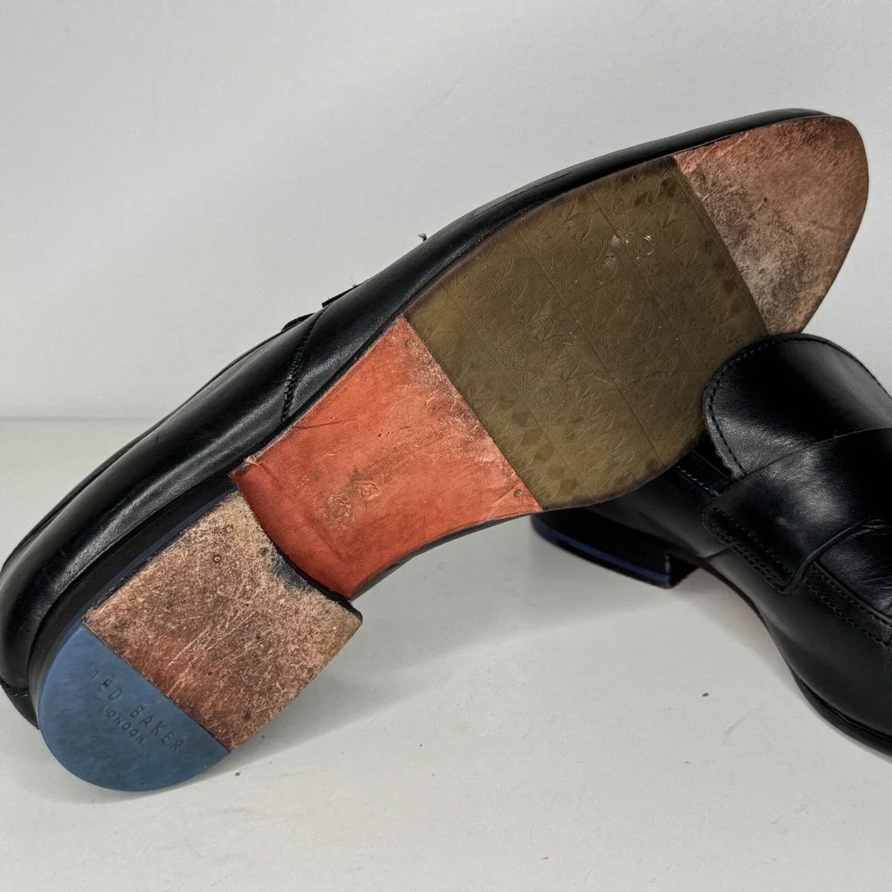 Ted Baker Dress Loafers Mens US10 UK9 Black Leather FOTIU Slip On Shoes Business